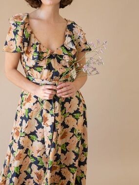 THE GREAT. The Parish Dress Floral Midi New Size Small